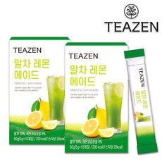 티젠 [티젠] 워터믹스 말차레몬 에이드 10+10스틱 제주유기농 스무디 분말, 20개, 5g