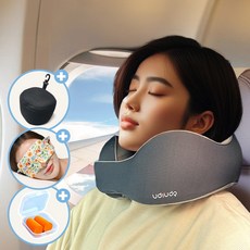 우디우디 여행용 기내용 메모리폼 목베개 쿠션, 블루