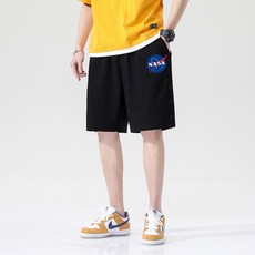 미국 항공우주국 NASA 드랜드 남자 오부바지 여름 와이드 루즈핏 캐쥬얼 순면 코튼 버튼
