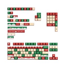 7U 2.25U의 기계식 키보드 ANSI 레이아웃을위한 축제 크리스마스 키 캡 세트