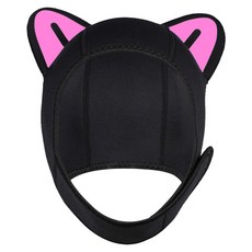 고릴라 캐릭터 프리다이빙 스쿠버 다이빙 후드 모자 3mm, 핑크 블랙바