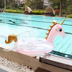 대형 무지개 튜브 레이보우 클라우드 아동 성인용, 투명 스팽글 페가수스 (풋 펌프)