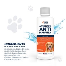 Vets Preferred Advanced Anti-Diarrhea Liquid Upset Stomach Cramping 반려 동물의 설사 방지 체함 경련 불편함 가스 진정 효과, 237 ml, 1개