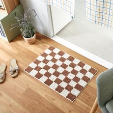 [모던하우스 창원점]체커보드 면 터프팅 발매트 45x65 BROWN_BG2023005, 단품