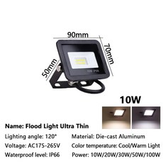 LED 투광 조명 야외 조명 IP66 방수 벽 램프 스포트라이트 정원 가로등 투광 조명 AC220V 200W 100W 50W 30W 20W 10W, 10W 220V NO Plug, Cold light, 1개