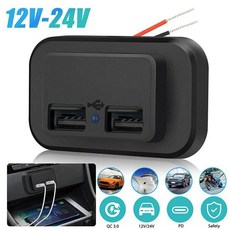 듀얼 USB 충전기 전원 소켓 어댑터 패널 마운트 오토바이 자동차 보트 ATV 캠핑 캐러밴용 2 포트 1224V, 1)5V4.8A