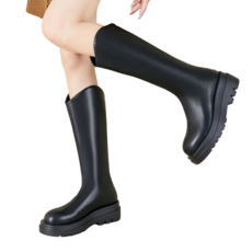 도오빠 챠르미 여성 롱 부츠 가죽 워커 키높이 4cm 통굽 미들 가을 겨울 여자롱부츠 발편한 신발