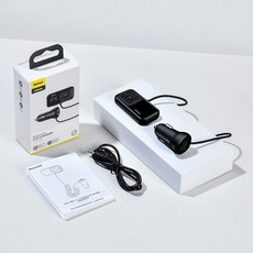 FM 송신기 Baseus 변조기 블루투스 5.0 라디오 3.1A USB 차량용 충전기 핸즈프리 키트 무선 Aux 오디오, [01] Bluetooth 5.0, 1개