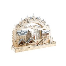 [미국] 946320 Clever Creations Traditional Wooden Village Christmas Decoration | Festive Christmas Vil, 단일상품