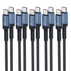 Toocki 툭키 E Marker 칩100W C to C타입 초고속 메탈 충전케이블, 불루, 5개, 2m