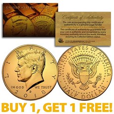 NMT 2018-D 24K GOLD 도금 JFK Kennedy Half Dollar Coin (D Mint) 1 개 구매시 1 개 무료 - P060707DF7Y78W1