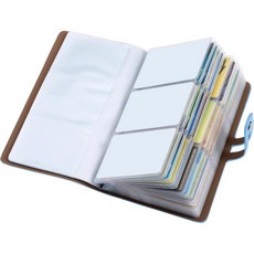 카드 홀더 비즈니스 스탠드 명함 가죽 정리함 RFID 차단 신용 소지자 전문 및 이름 장부 보호기 - 96장의 소지 로즈레드, Lightblue