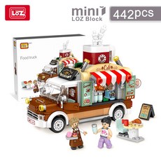 해외 LOZ 로즈 미니 푸드트럭 작은 알갱이 콜라보 블록 익지 키즈-33984, 02.1740/커피차, 단일옵션
