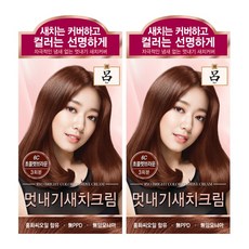 려 우아채 멋내기 새치 염색제, 6C초콜릿브라운, 2개