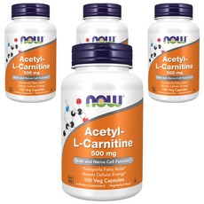 나우푸드 아세틸-L-카르니틴 500mg 베지 캡슐, 100정, 4개