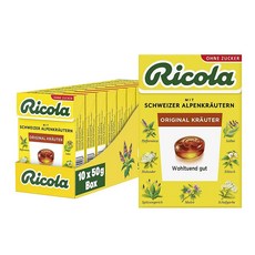 스위스 리콜라 Ricola Original Krauter 무설탕 오리지널 허브 캔디 50g 10개입 2팩