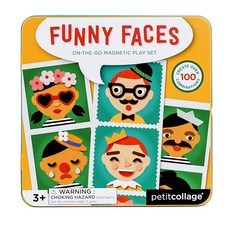 Petit Collage 쁘띠꼴라쥬 퍼니페이스 마그네틱 여행 놀이 세트 – 가족들을 위한, Mag Play Set Funny Faces, Mag Play Set Funny Faces