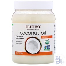 Nutiva Organic Coconut Oil Refined 뉴비타 정제된 코코넛 오일 1.6 L(54 fl oz), 3개, 1.6L