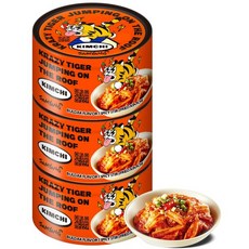 KRAZY TIGER 야채 과일 세정제 크레이지 타이거 불닥 매운 볶음 통조림 김치 초핫 나파 양배추 라면용 발효 채소 비빔밥 덮밥 타코 구운 고기 스튜 수프 한국 조미료 5., 1.88 Ounce (Pack of 3), 1개