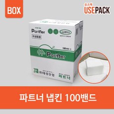 유즈팩 파트너 냅킨 100밴드 BOX 테이블 네프킨 업소용냅킨, 1개, 8400개 - 유즈