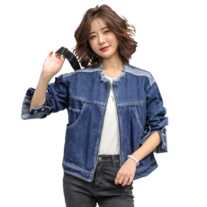 봄가을 여성 노카라 데님 청자켓 women's jacket 비보뉴 A31 G171C489