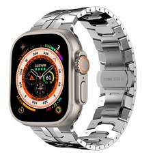 Apple watch용 스테인레스 스틸 밴드 울트라 49mm 비즈니스 스트랩 애플 워치 시리즈 8 7 6 5 4 3 45mm 4, [01] silver, [01] Ultra 49mm
