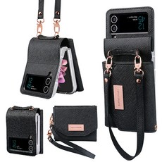 ANYOU z플립4케이스 핸드폰케이스 카드 지갑 케이스 핸드백 스트랩 휴대폰 케이스
