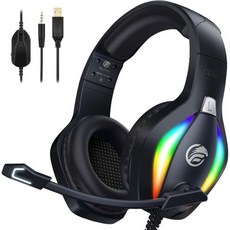 Fachixy「2024 New」PS4/PS5/PC/Xbox/닌텐도 스위치용 마이크가 있는 FC100 게이밍 헤드셋 RGB 조명이 Xbox One 컴퓨터 헤드셋, BLUE, One Size, Wired, 1개