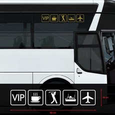 VIP 리무진 관광버스 픽토그램 스티커, 1개, 골드헤어라인