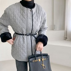 뷰티인 여자 르메르울 퀼팅 퍼안감 벨트점퍼 자켓 2컬러