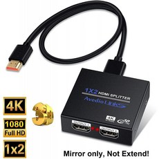 HDMI 분배기 1 in 2 출력 NEWCARE 1x2 Hdmi 분배기는 Xbox PS4 / 3 Roku Blu-Ray Player Fire TV 용 Full HD 4K @ 30HZ 및 38, 단일옵션