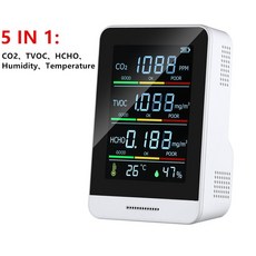 이산화탄소측정기 co2측정기 가정용 공기질 감지기 5-in-1 모니터 오염 테스터 CO HCHO AQI TVOC 일산화, [03] 5-In-1, 1개