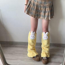가을 여성 옐로우 캐릭터 루즈핏 니트 양말 겨울 옐로우 섹시 학원풍 캐주얼 두꺼운 발커버