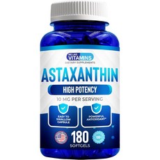 NASA BEAHAVA 아스타잔틴 10mg - 180 소프트젤 최대 강도 아스타잔틴 보충제 6개월 분량 최고의 가치, 180정, 1개