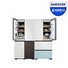 삼성전자 비스포크 키친핏 4도어 냉장고+김치냉장고 패키지 RF60C9012AP+RQ42C94L3AP, 글라스재질선택