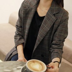 wang hui브린스 체크자켓/44~77사이즈/롱재킷
