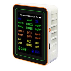 호환 알람 포함 공기질 모니터 PM2.5 PM10 입자 카운터 CO2 감지기 가정 사무실 학교용 계량기 10 in 1, [01] 10 IN 1 White, 1개