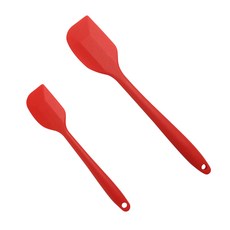 실리콘 통주걱 레드 싹쓸이 다용도 주걱 이유식 스패츌러 (대/소), 소, 1개