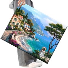 FASEN 액자 보석십자수 캔버스형 DIY 키트 40 x 50 cm, FSE33, 1세트 FSE33.해변풍경, 1세트