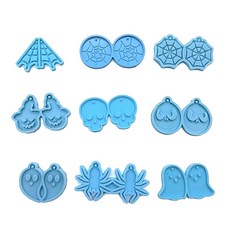 DIY 크리스탈 에폭시 곰팡이 귀걸이 펜던트 보석 금형 매달려 펜던트 장식 거미 웹 두개골 거울 실리콘 곰팡이, 1개