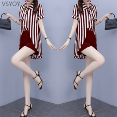  vsyoy vsyoy 싱글/정장 뚱뚱한 mm 디자인 센스 정장 대형 여성 200 진 패션 느슨한 스키니 셔츠 투피스 여성 