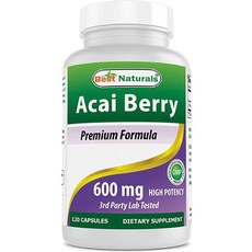 # 1 Acai Berry 베스트 네츄럴스 - 100 ％ 순수한 높은 효능을 지원하는 당 600mg - 지방 신진 대사 - 미국 기반 GMP 인증 FAC에서 제조, 120정, 1개