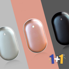 [1+1] 미니멀 KC인증 휴대용 전자 손난로 (5000mAh), 블랙, 블랙
