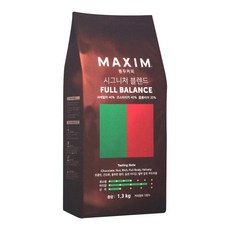 maxim 맥심 원두커피 시그니처 블렌드 1.3kg 홀빈 풀밸런스 과테말라 코스타리카 콜롬비아 발란스 로스팅, 홀빈(분쇄안함), 1개