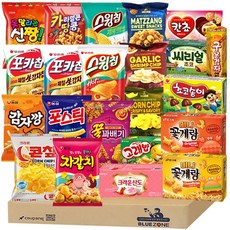 [블루존] 소소스낵 어린이 선물세트 22종 (자갈+감깡+꿀꽈+포틱+포오+포어+스윙볶+스윙갈디+갈릭새우+콘칩+맛짱+칸초+씨리얼+콘칲+카땅+신짱+초송+고래밥+구감+미니꽃게랑2종+산도), 1세트, 과자 (22개)