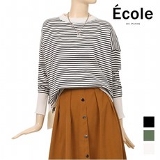 에꼴드파리 ECOLE 스트라이프 배색 니트_F08WKB007Z
