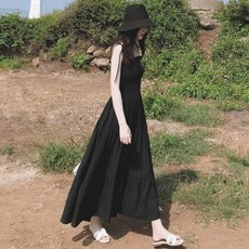 통통녀 원피스 스냅 캉캉 핑크 바캉스 빅사이즈휴양룩 블랙 S(40-50kg)