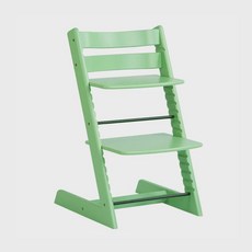 화이트워시 트립트랩 이유식의자 하이체어 스토케 서린핑크 내츄럴 세트, 말차녹색( 물칠 수입 느티나무)