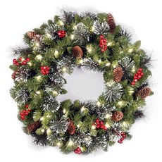 National Tree Company 인조 크리스마스 가문비나무 화환 장식 24인치 495816, Battery Operated, Crestwood Spruce - 24 inch