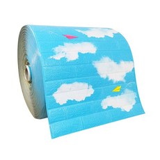 DIY 3D 벽 스티커 벽지 롤 자체 접착 화이트 블루 핑크 그레이 폼 브릭 방수 주방 방 홈 장식, 18 Cloud Blue Sky_03 70cmX10m